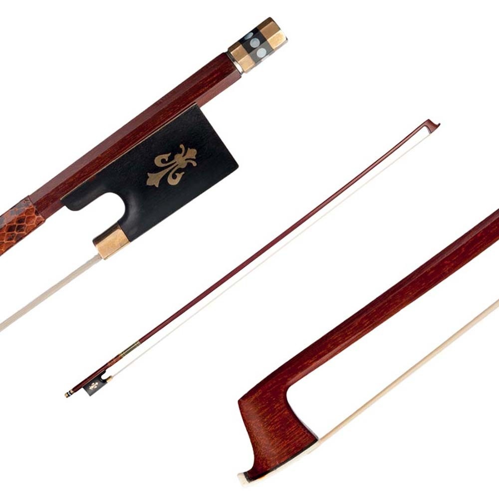 Violin Bow (Pernambuco Bow Stick Black Ebony Frog and Horsetail Bow Hair) for 4/4 Full Size Violin