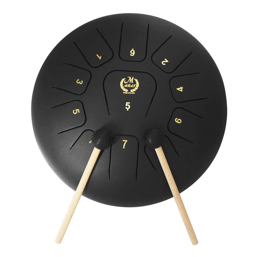 12 Inch Steel Tongue Drum 11-Tone Hand Pan Drum Stainless Steel Percussion Instrument with Drum Mallets Carry Bags Note Sticks