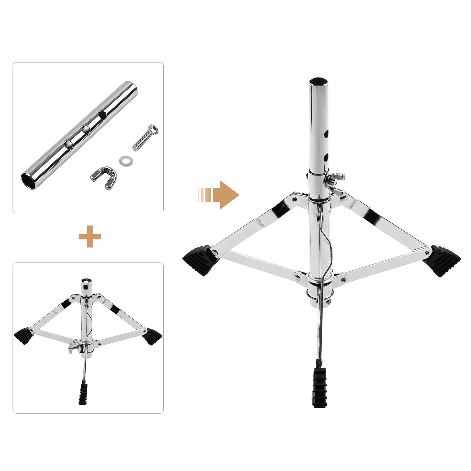 Juniors Drum Throne Round Padded Drum Seat Stool Single-braced Stainless Steel Legs Anti-slip 3 Levels Adajustable Height for Teenager Drummers