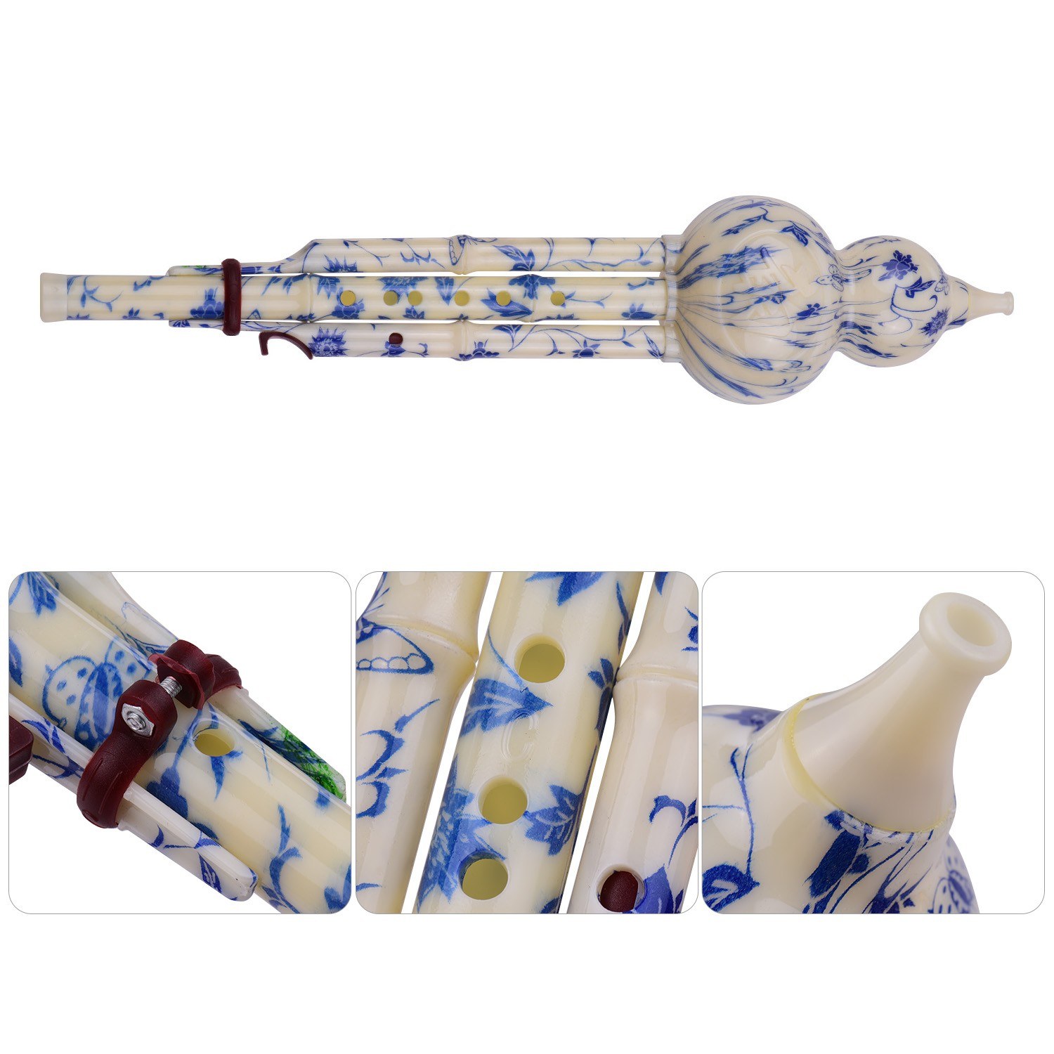 2 Tone C-Key Hulusi Gourd Cucurbit Flute Resin Pipes Chinese Traditional Instrument with Chinese Knot Carry Case for Beginners Musical Amateurs