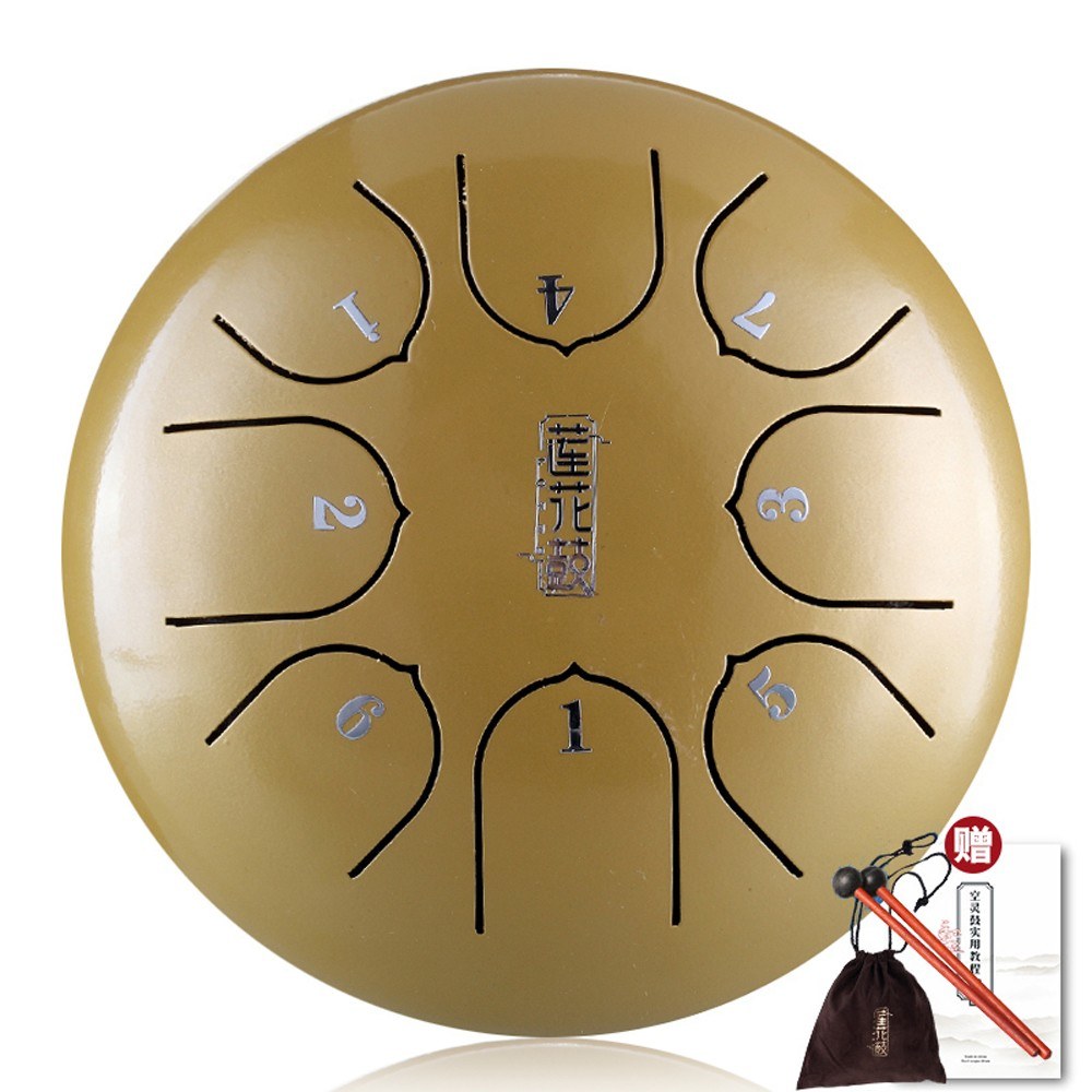 6in Metal Tongue Drum Mini 8-Tone Hand Pan Drums with Drumsticks Percussion Musical Instruments