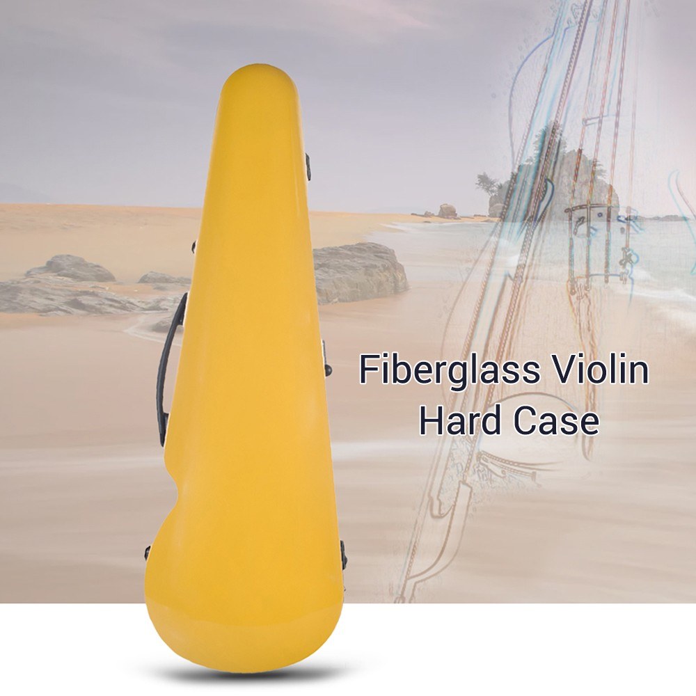 High-quality Fiberglass Full Size Violin Hard Case for 4/4 Violins Fiddles Built-in Hygrometer with Carry Handle Straps