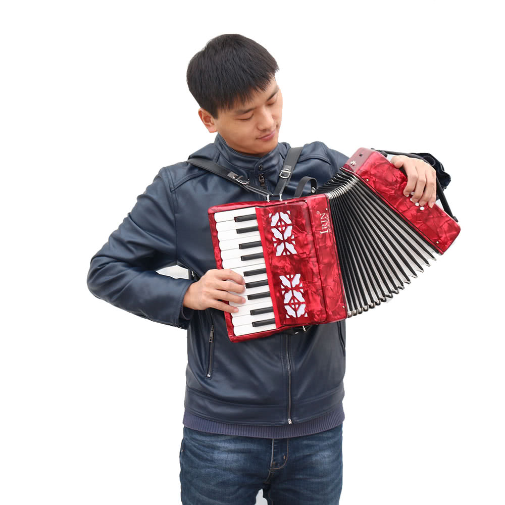 22-Key 8 Bass Piano Accordion with Straps Gloves Cleaning Cloth Educational Music Instrument for Students Beginners Childern