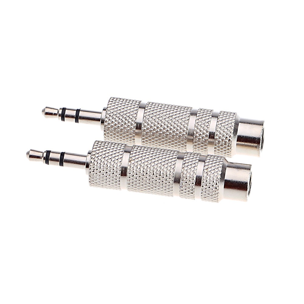 Pair of Audio Jack Adapter Convertor Stereo Plug Socket for Electric Guitars Microphone Headphone 3.5mm Male 6.5mm Female