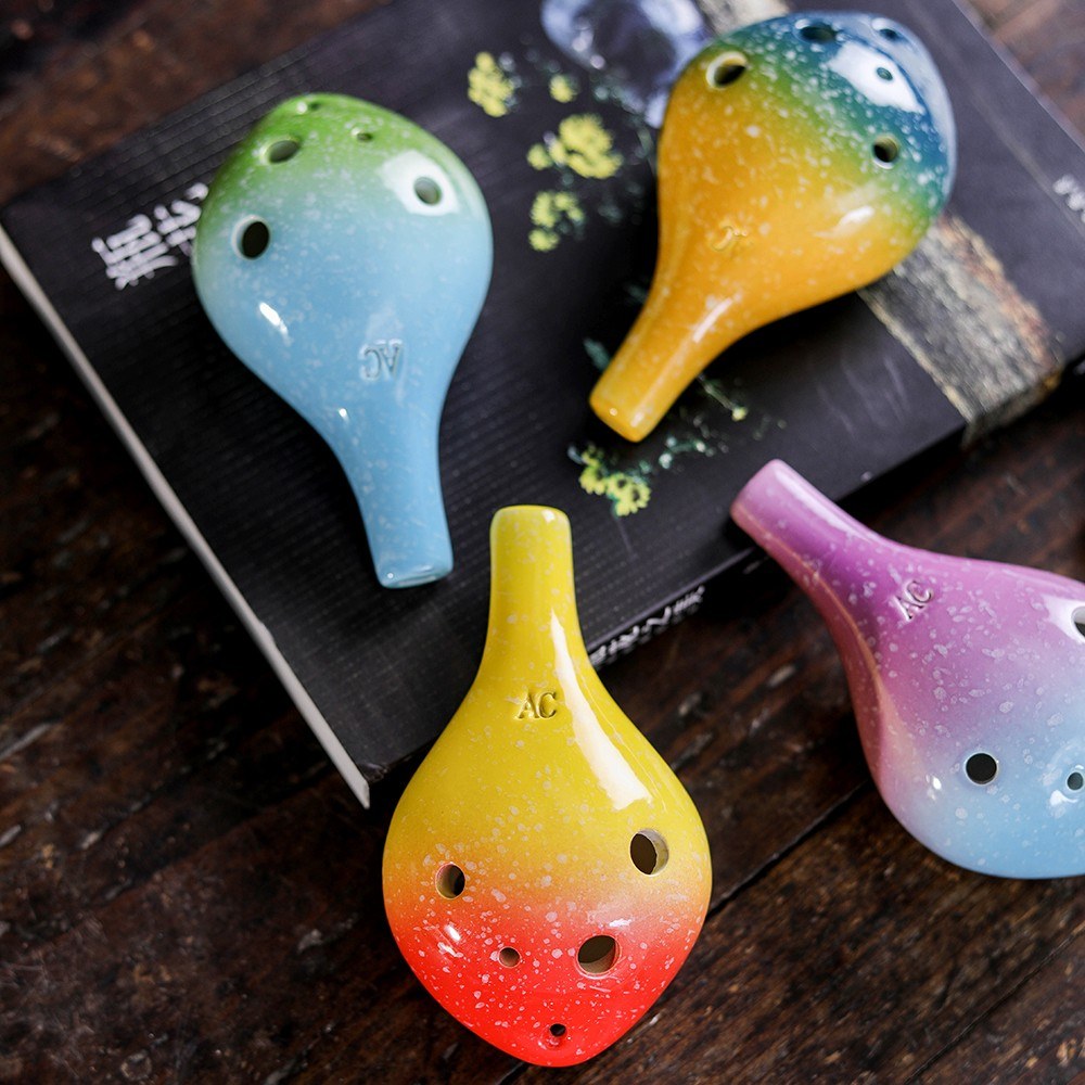 6 Holes Ceramic Ocarina Alto C Wine Bottle Style Musical Instrument with Lanyard Music Score For Music Lover and Learner