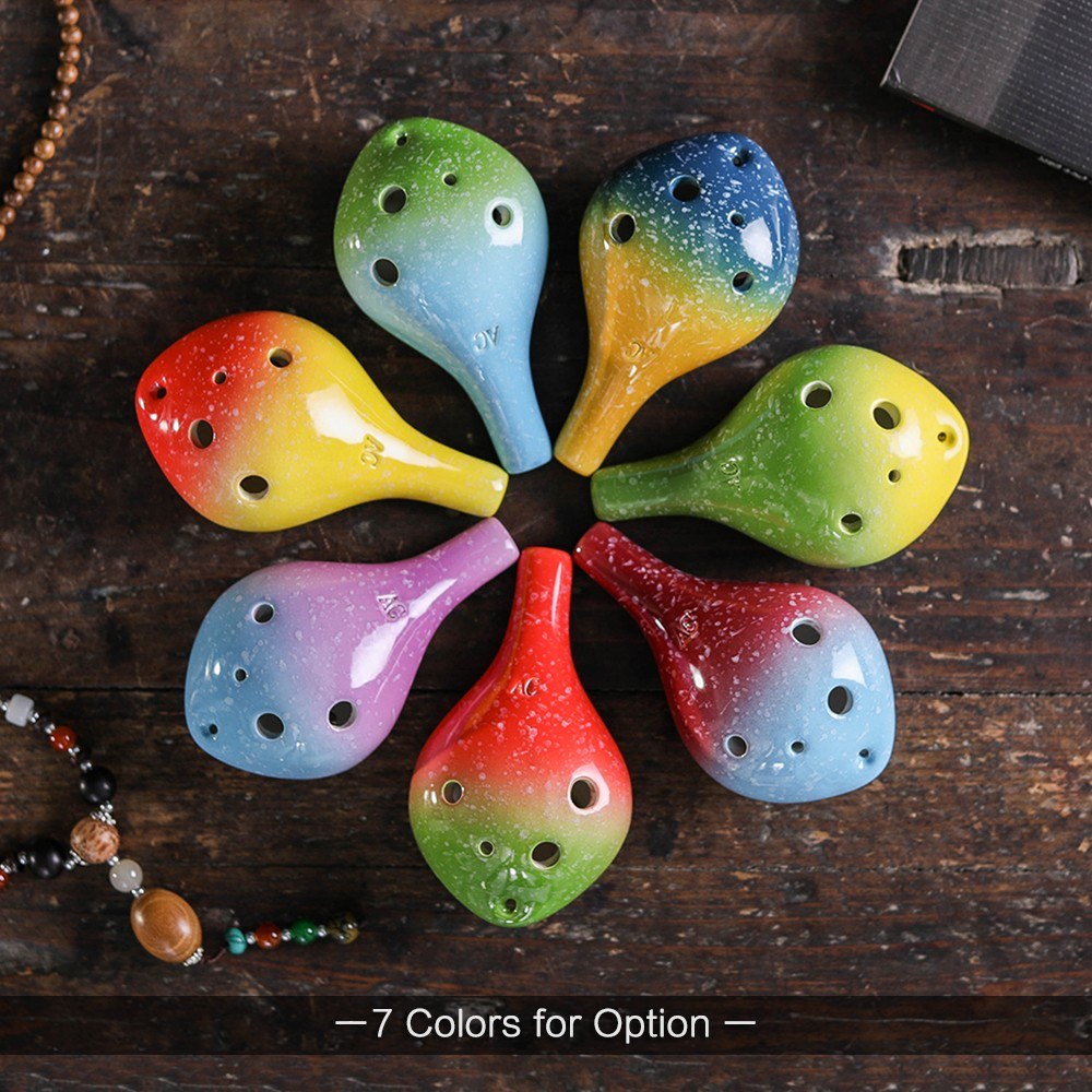 6 Holes Ceramic Ocarina Alto C Wine Bottle Style Musical Instrument with Lanyard Music Score For Music Lover and Learner