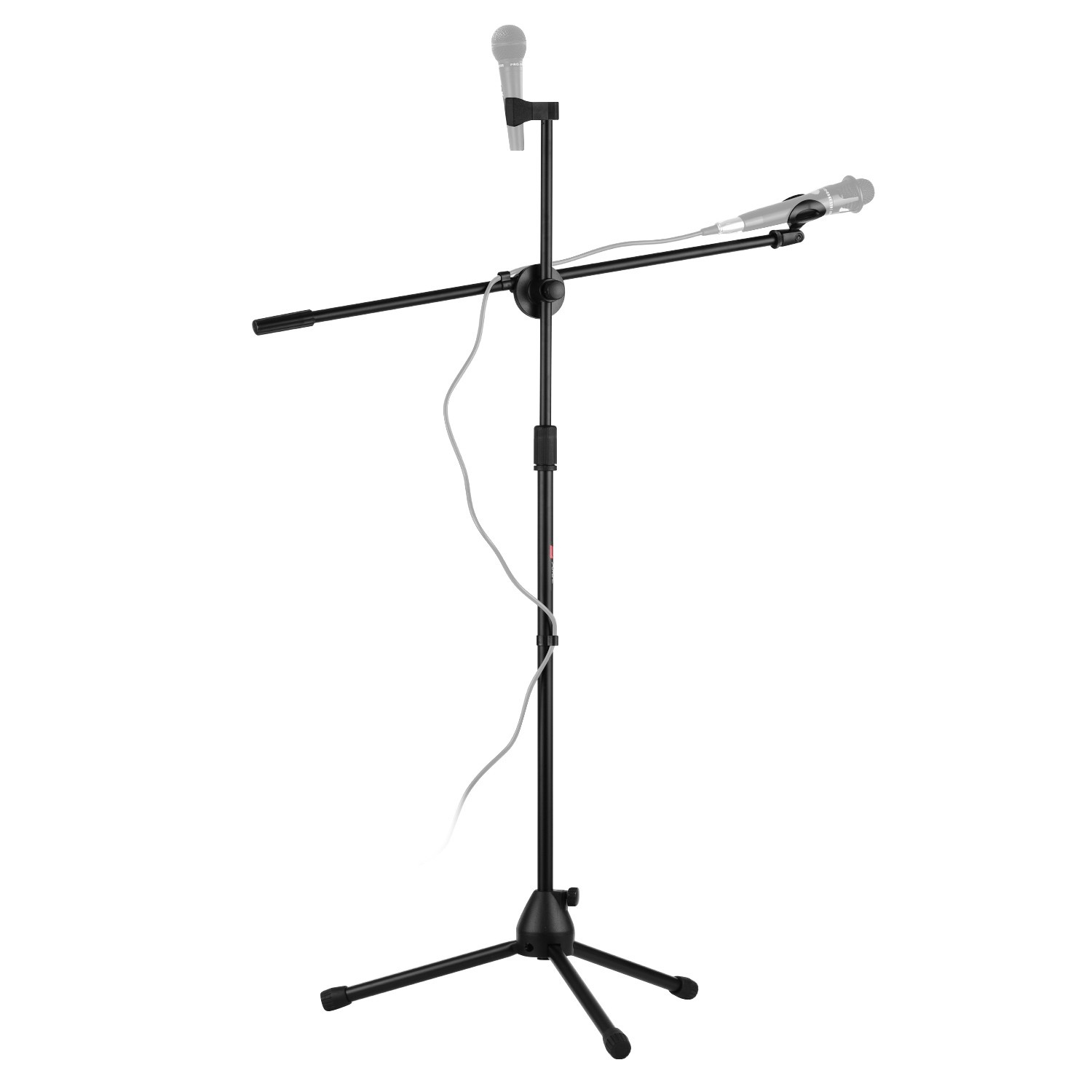 Adjustable Collapsible Mic Stand Live Voice Tripod Microphone Stand with Boom Arm 2 Non-Slip Mic Clip Holders