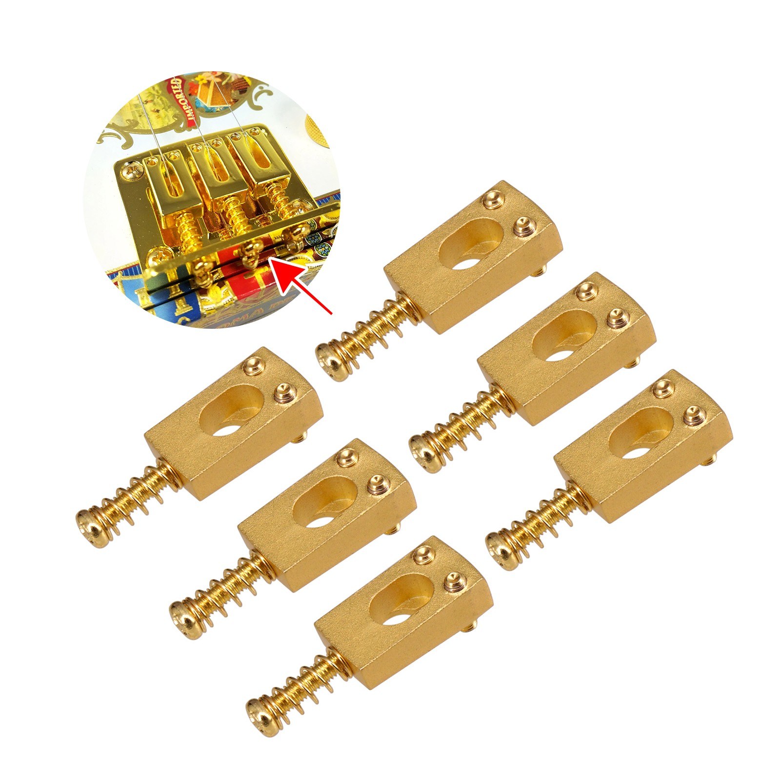 6pcs Vintage Brass Guitar Bridge String Saddles Electric Guitars Accessories