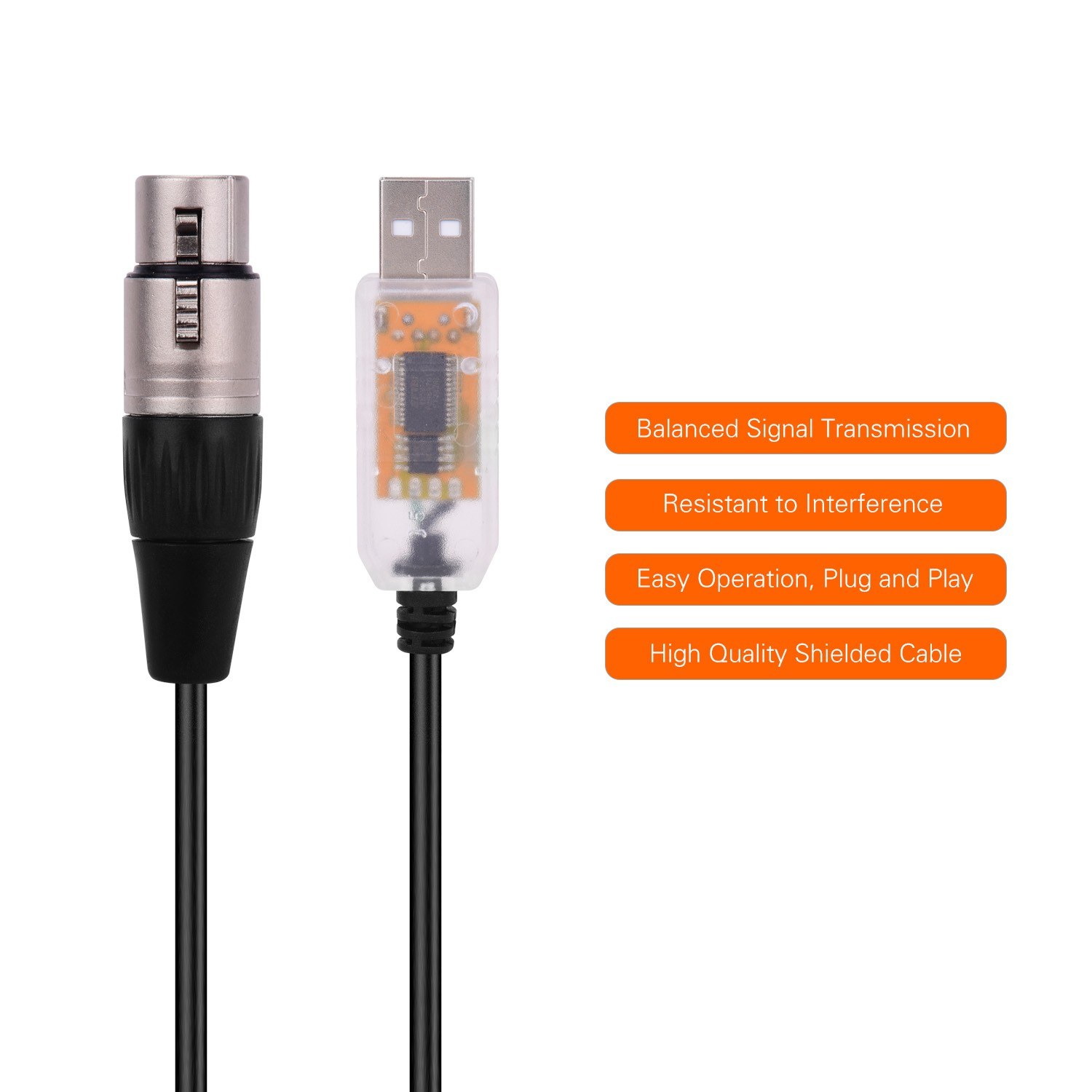 RS485 DMX512 Converter Cable USB to 3Pin XLR Female Interface Computer Connecting Stage Lighting Devices LED Control Cable