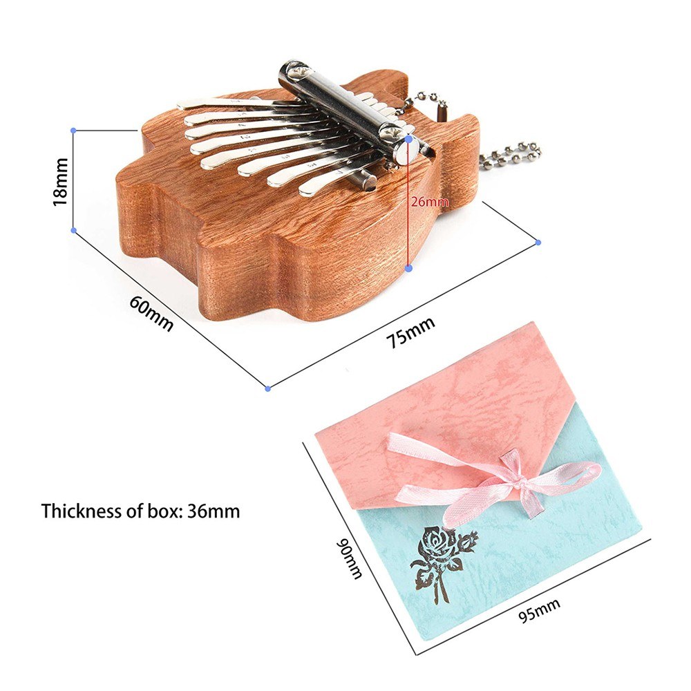 8-Key Mini Kalimba Portable Thumb Finger Piano Percussion Pocket Musical Instrument with Necklace