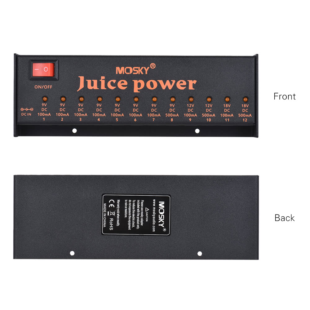 MOSKY JUICE POWER Guitar Effect Power Supply Station 12 Isolated DC Outputs for 9V 12V 18V Guitar Effects Low-power Amplifier Amp