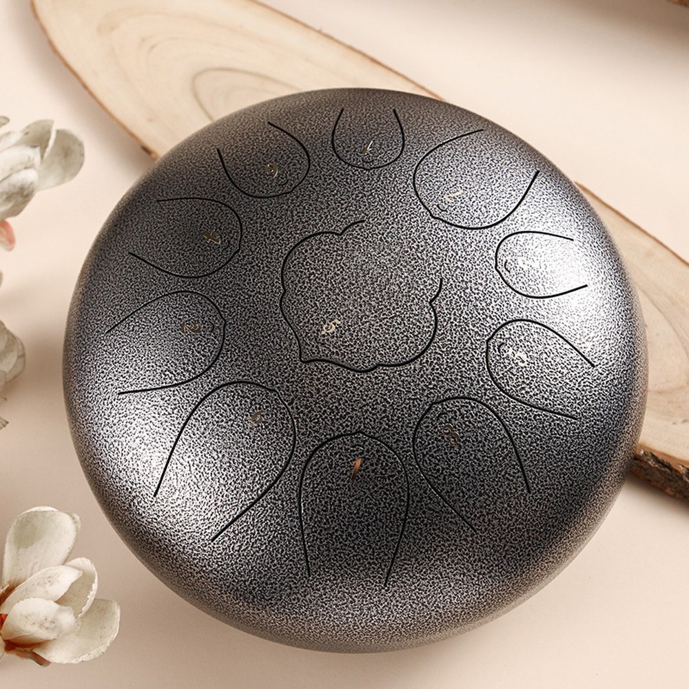 12 inch 13-Tone Steel Tongue Drum Mini Hand Pan Drums with Drumsticks Percussion Musical Instruments