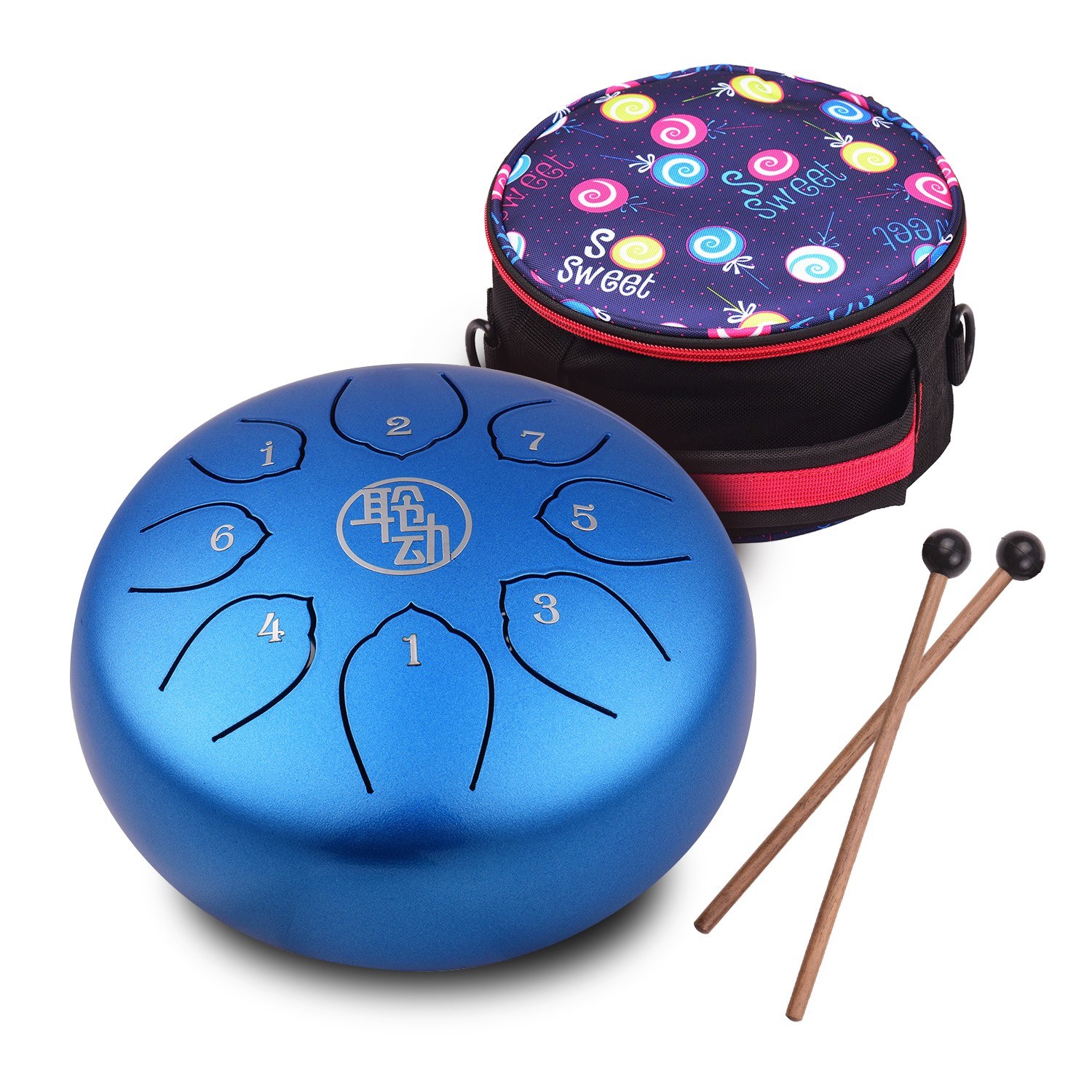 6 Inch Steel Tongue Drum Handpan Drum 8-Notes C-Key Percussion Instrument with Mallets Drum Bag Wiping Cloth for Musical Education Concert Mind Healing Yoga Meditation Blue