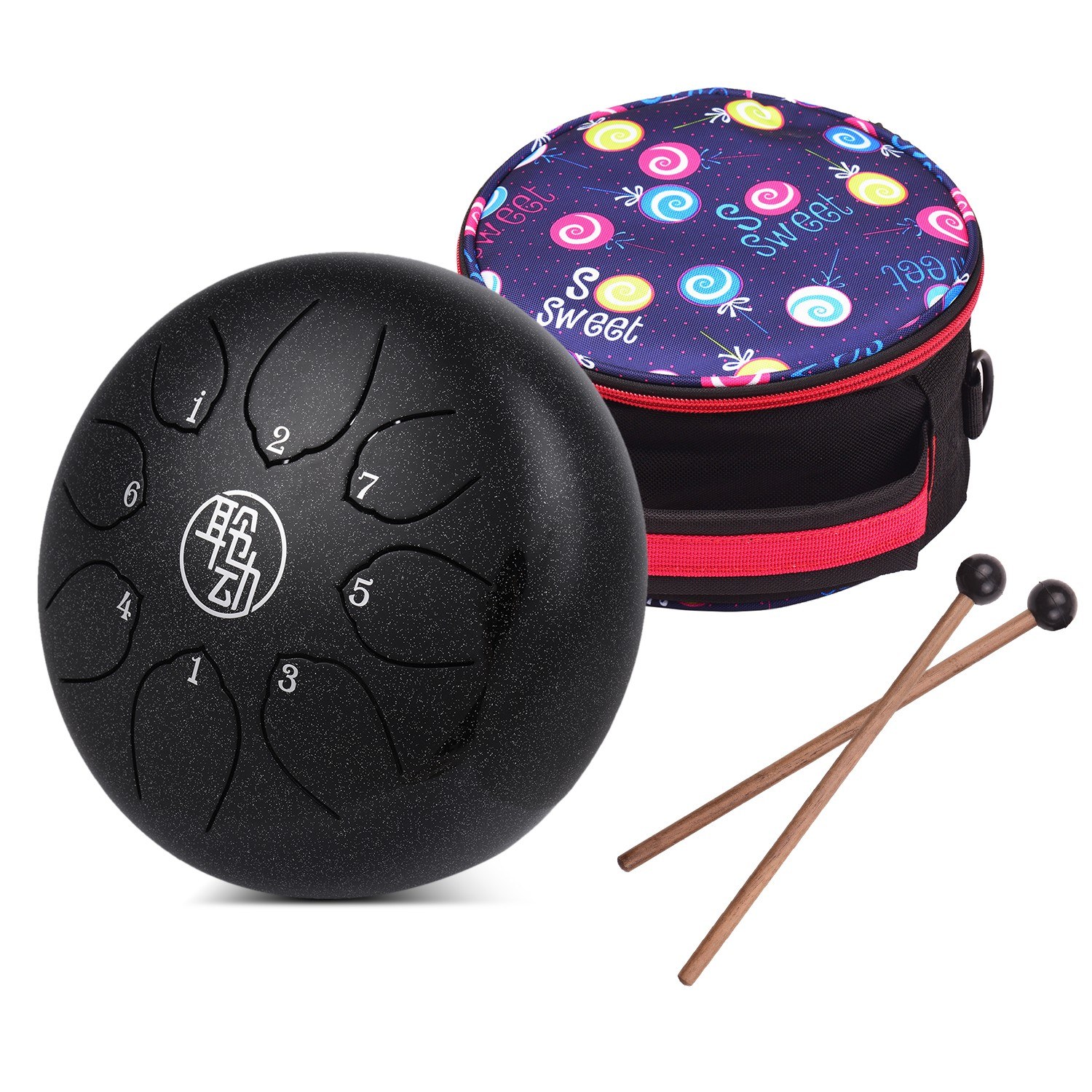 6 Inch Steel Tongue Drum Handpan Drum 8-Notes C-Key Percussion Instrument with Mallets Drum Bag Wiping Cloth for Musical Education Concert Mind Healing Yoga Meditation