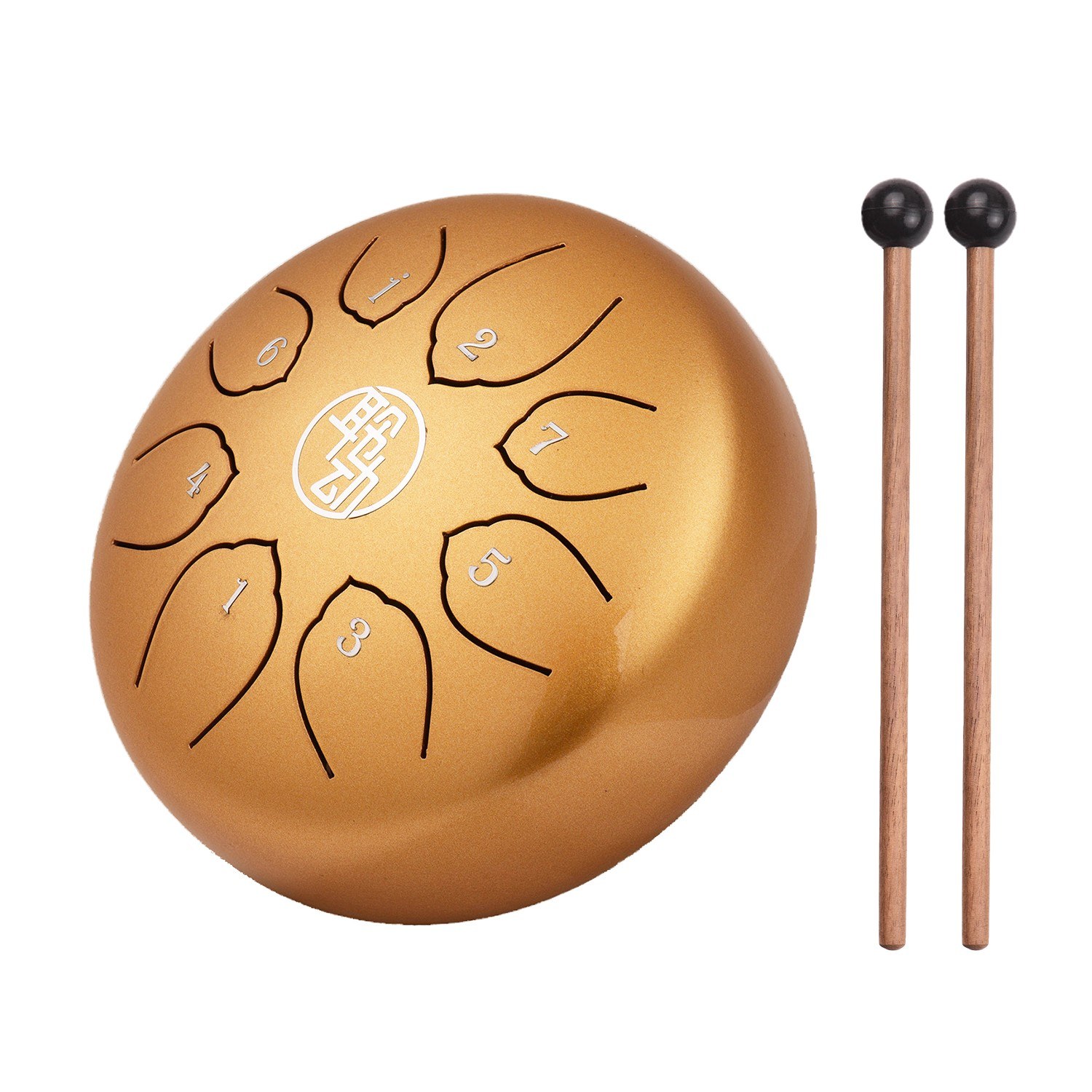 6 Inch Steel Tongue Drum Handpan Drum 8-Notes C-Key Percussion Instrument with Mallets Drum Bag Wiping Cloth for Musical Education Concert Mind Healing Yoga Meditation Gold