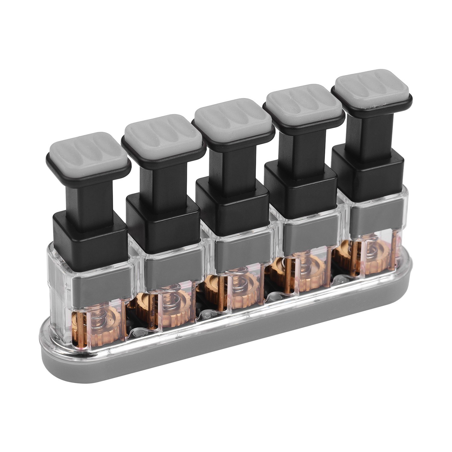 Professional Finger Exerciser with 5 Pressing Piston Keys Hand Strengthener Training Fingers Tension Dexterity for Athletes Musicians PKhysical Therapy Grey