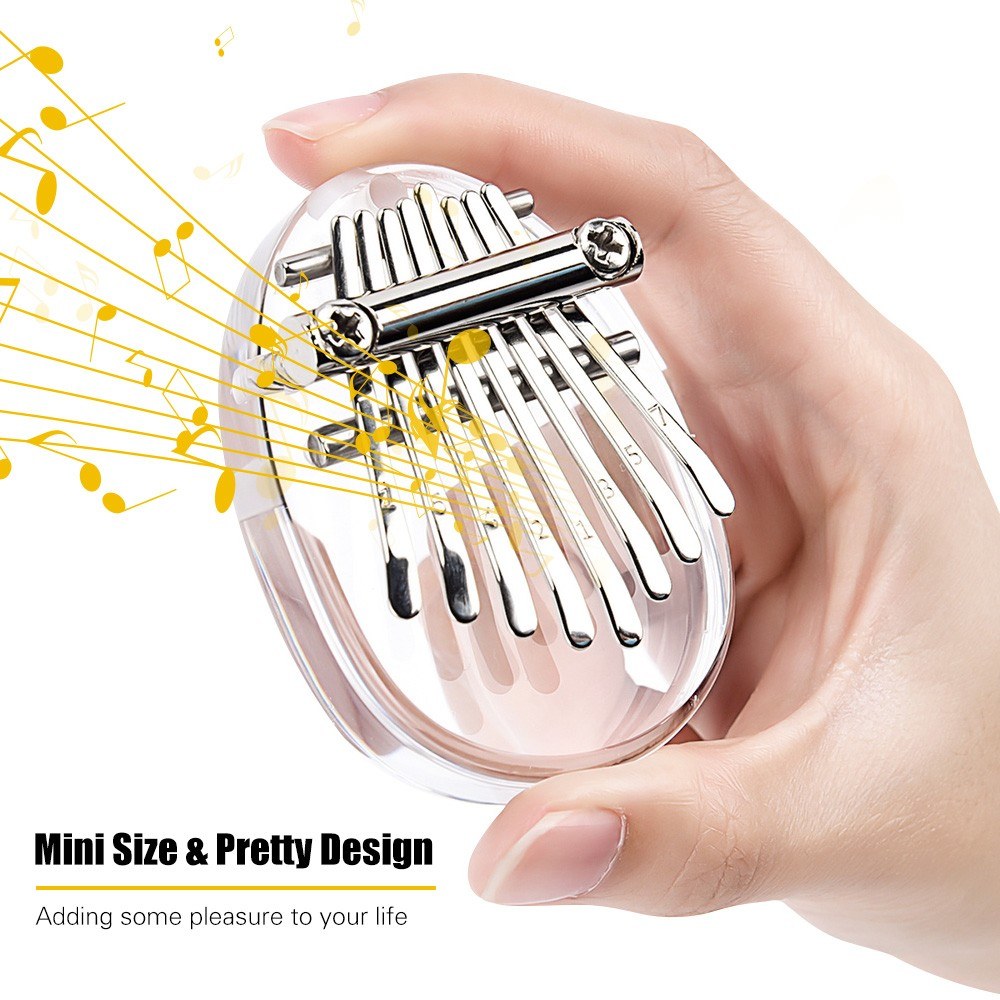 Mini Kalimba 8 Keys Transparent Crystal Acrylic Thumb Piano Fit for Kids Adults Beginners Profesisonals