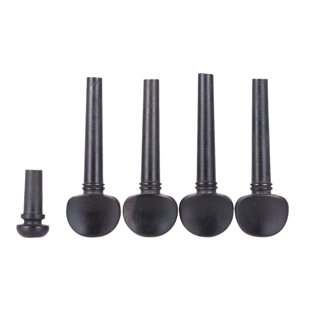 4/4 Size Ebony Wood Violin Fiddle Tuning Pegs Endpin Set Replacement Black