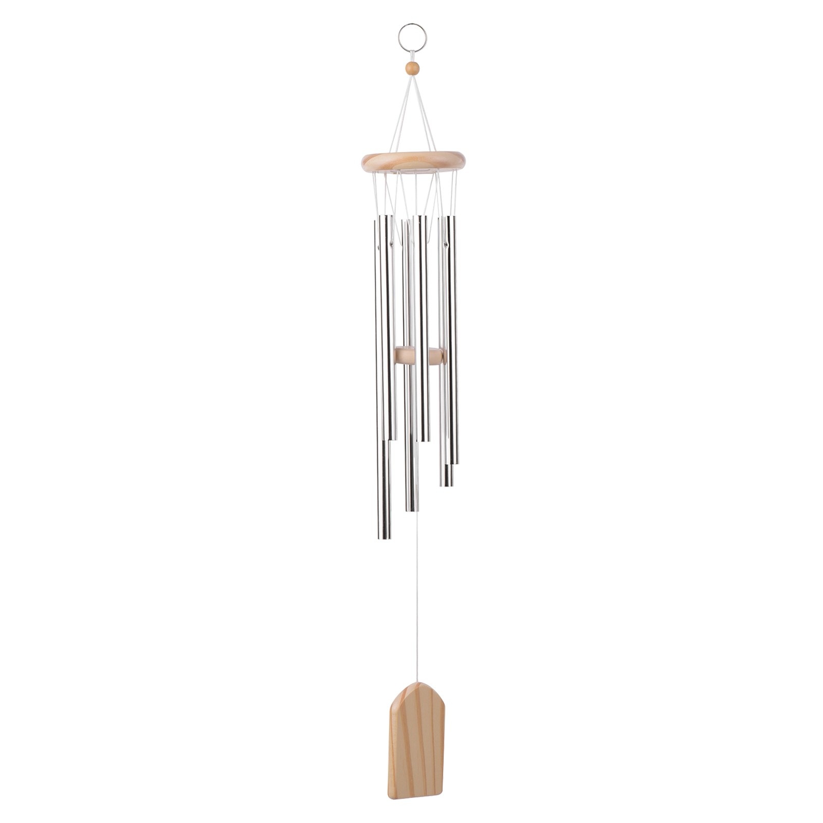 Wooden Wind Chimes 6 Aluminum Tubes Pine Wood for Bedroom Balcony Door Garden Yard Decoration