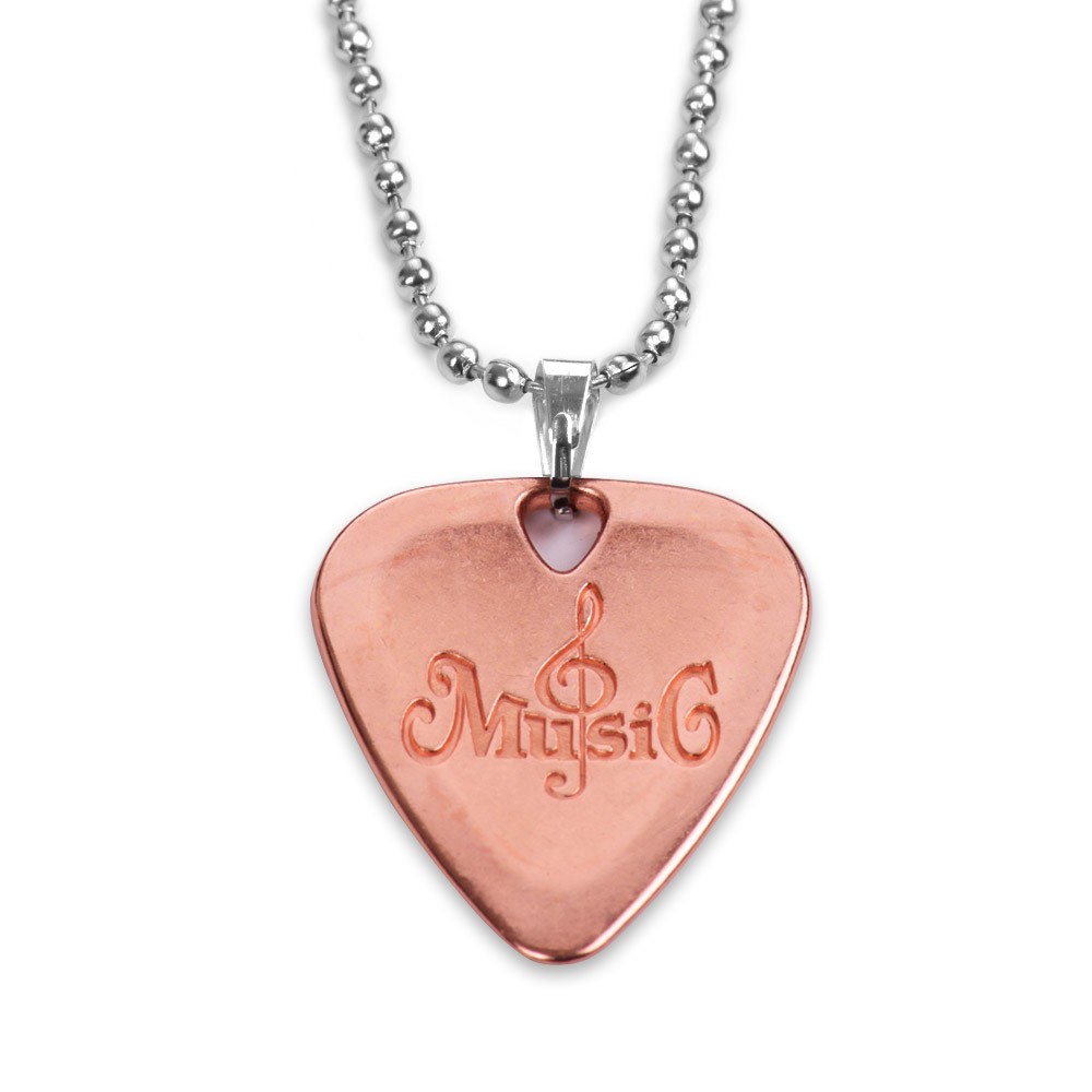 Metal Guitar Pick Necklace Zinc Alloy 1.2mm Thickness with Ball Chain