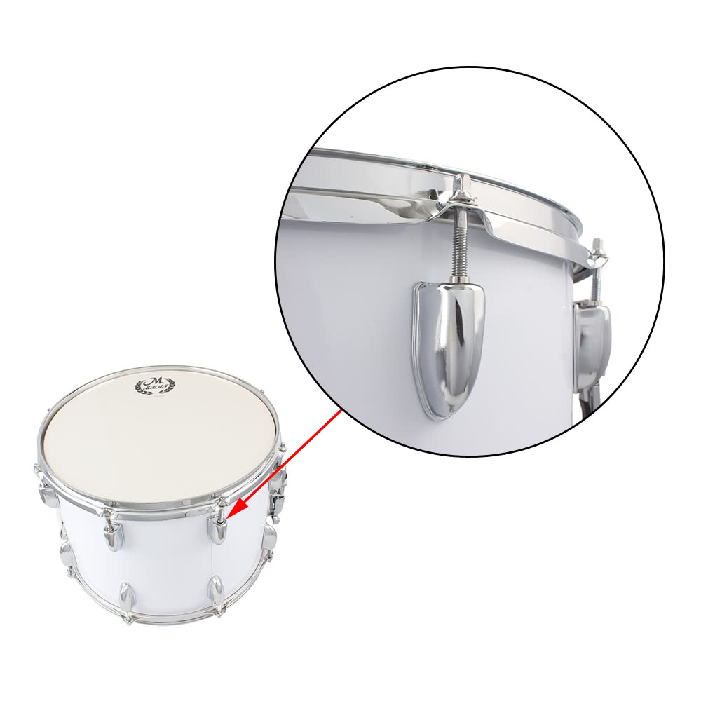 14in Marching Drum Stainless Steel & Maple Wood Body PVC Drumhead with Sticks Shoulder Strap Key for Student Professional Drummer