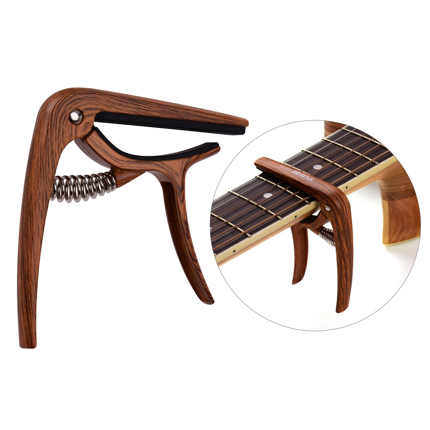 Portable Guitar Capo Zinc Alloy Capo Tone-Variation Clip Ergonomic Design for Classical Guitars Wood Grain Color