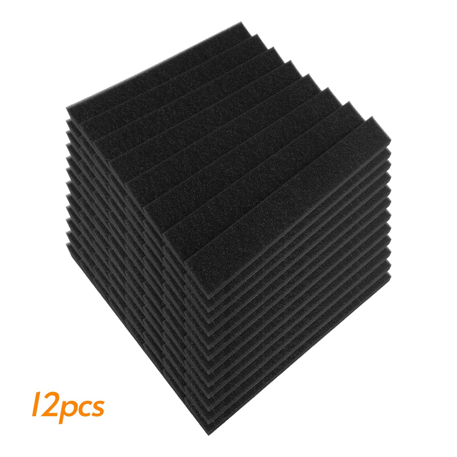 12pcs 12*12*1in Studio Acoustic Foams Panels Sound Insulation Soundproof Sound Absorbing Foam Wall Deadening Flame-retardant for Studio KTV Broadcast Family Theater Black