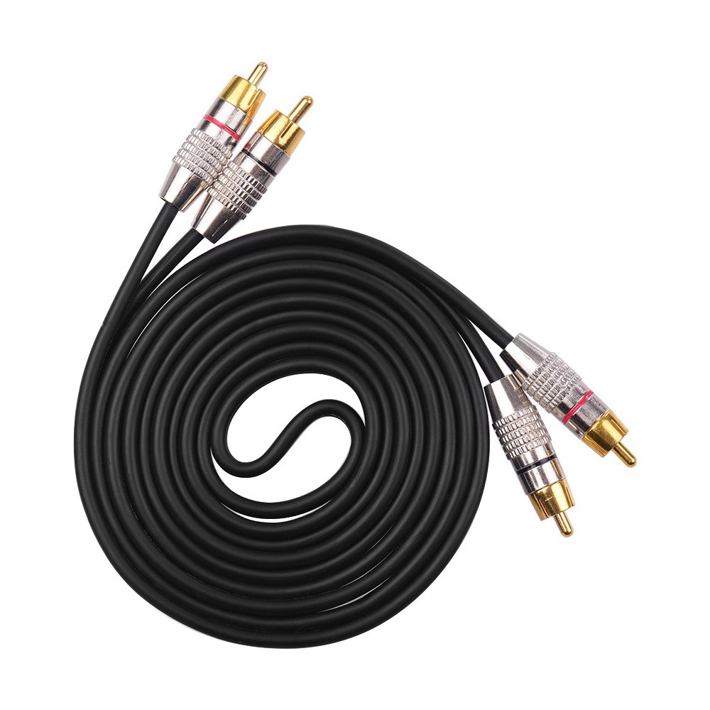 Audio Video Connecting Wires 2RCA to 2RCA Stereo Audio Cable Shielded RCA Cords 24K Gold-Plated Compatible with Speaker Amplifier Karaoke DVD Home Theater Black 2m