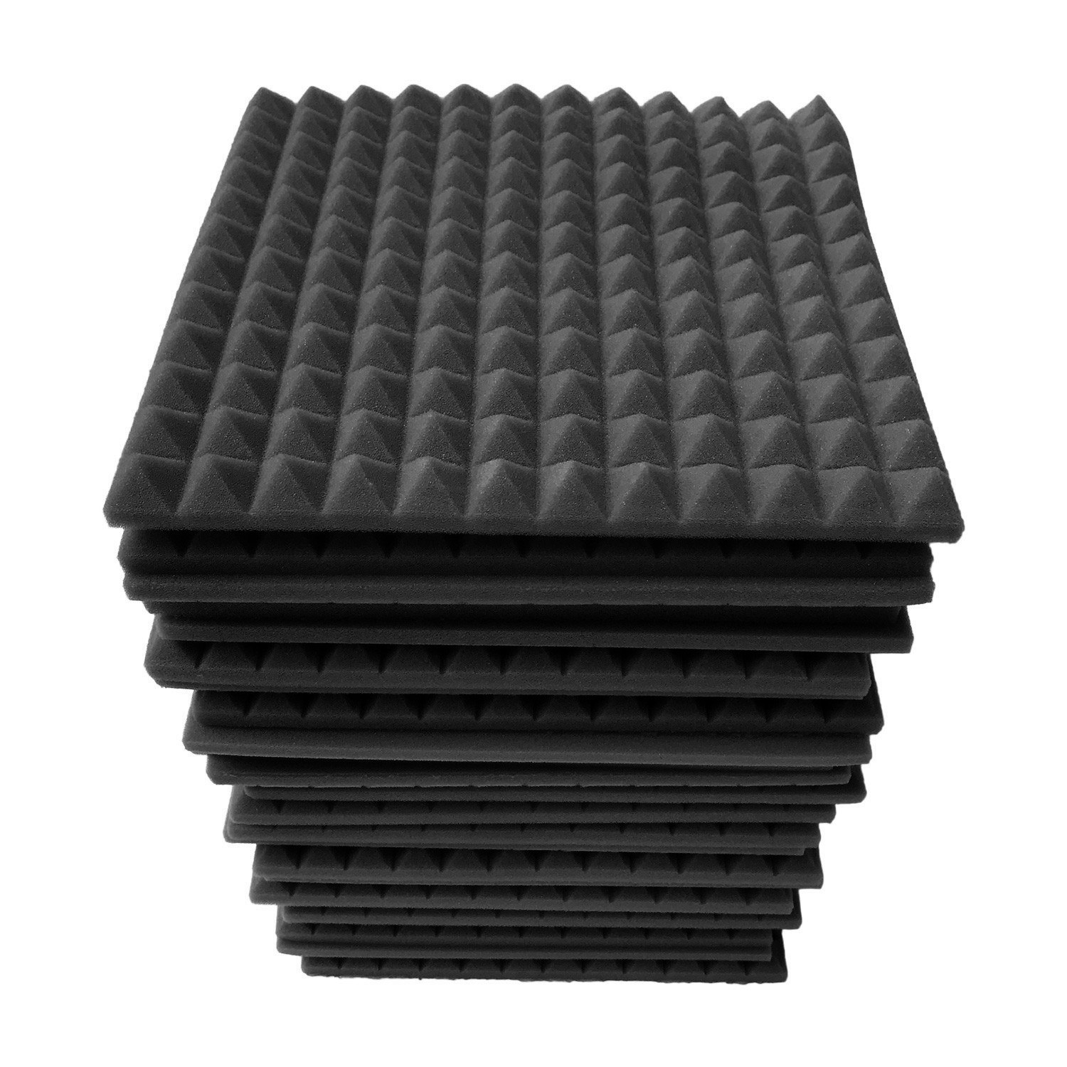 12pcs 12*12*1inch High Density Studio Acoustic Foams Panels Sound Insulation Foam Fire Retardant for Studio KTV Broadcast Family Theater