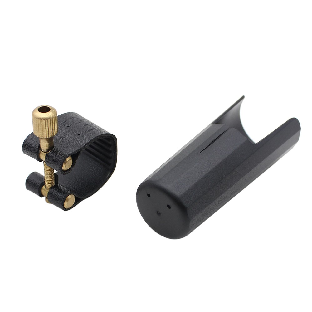 Leather Ligature Fastener with Plastic Cap for Soprano Sax Saxphone Bakelite Mouthpiece Durable