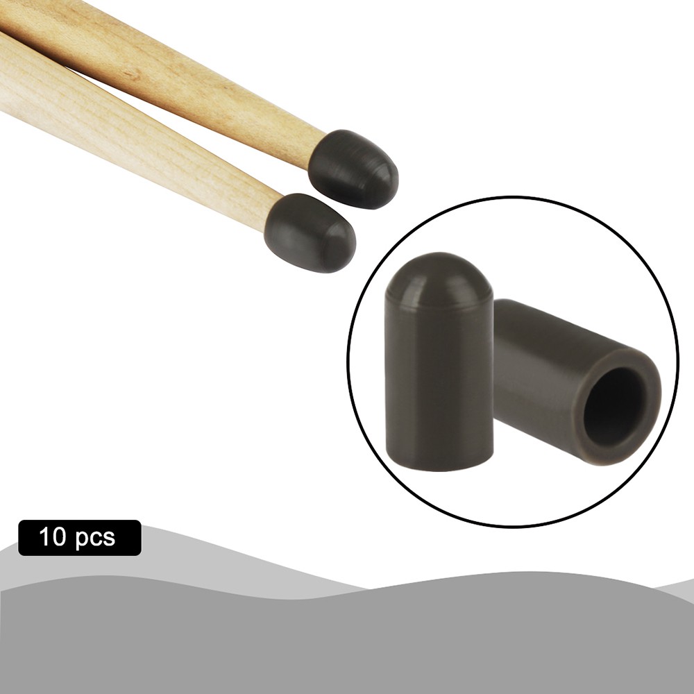 10pcs Drumstick Silent Tips Mute Drum Stick Mallet Protectors Covers Silicone Material Drum Set Accessories