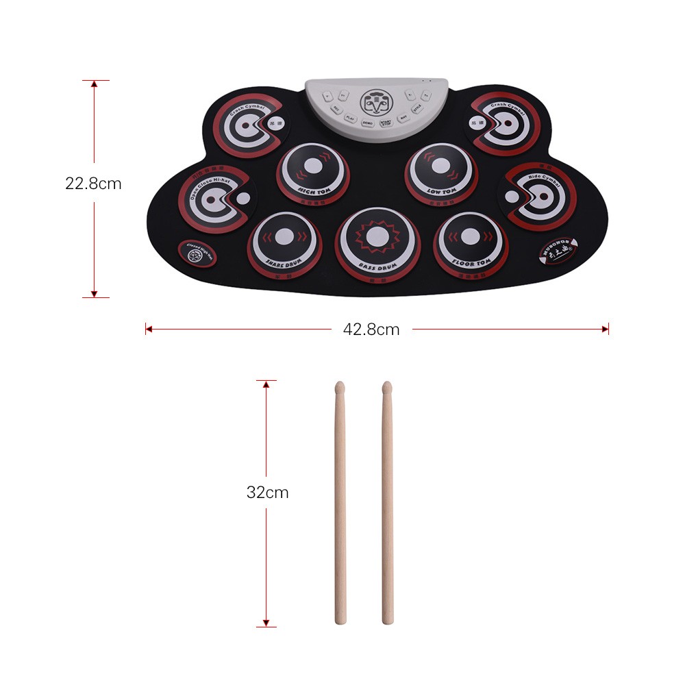 Portable Silicone Drum Pad Electronic Roll Up Drum Set