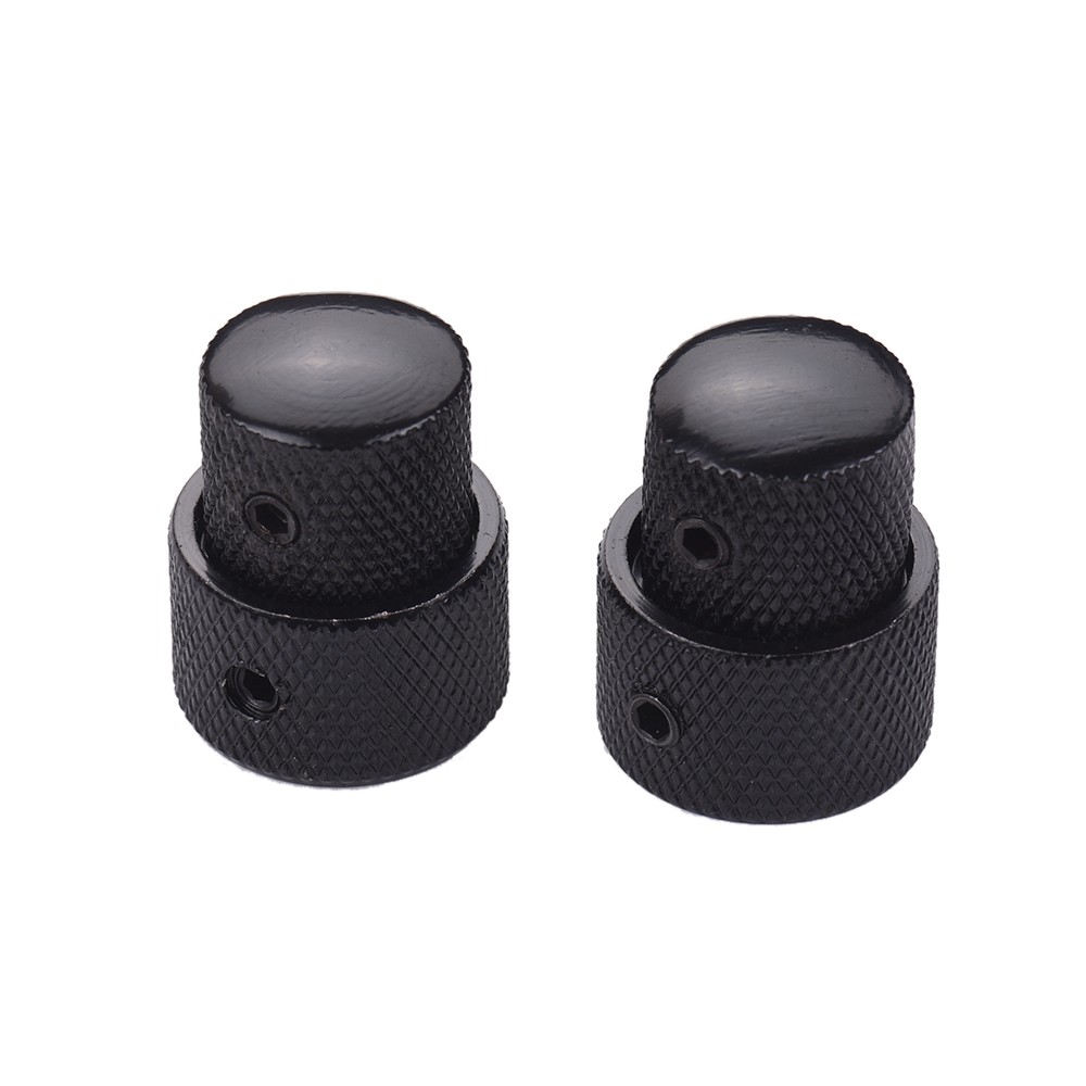 2 Sets Dual Concentric Stacked Control Knobs for Electric Bass Guitars Black Color