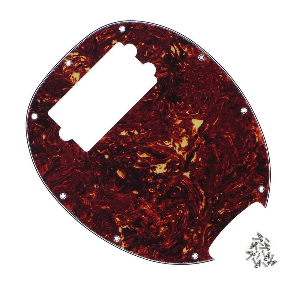 4Ply Electric Bass Guitar Pickguard PVC + Celluloid Material for MM Music Man 4 String Guitar Replacement Tortoise Shell Red