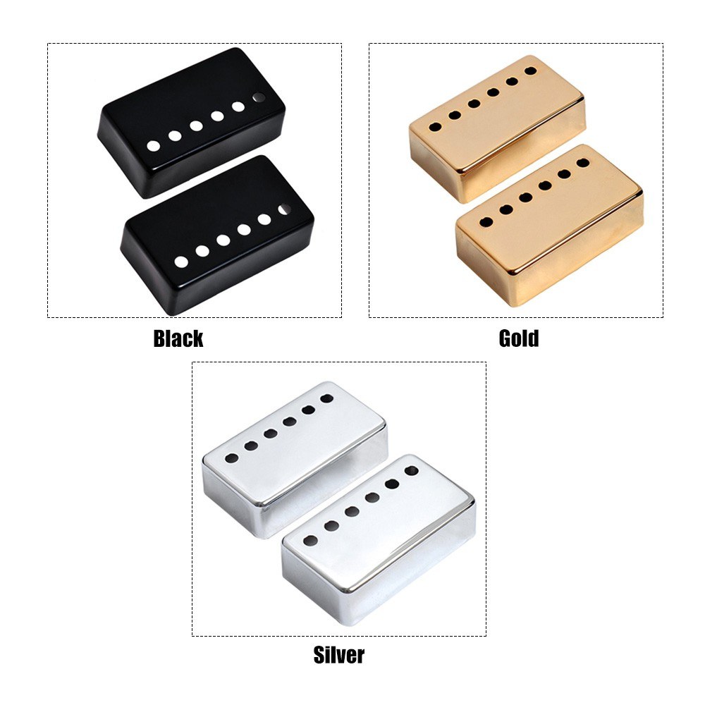 2Pcs Humbucker Guitar Pickup Cover 50mm + 52mm Pole Spacing Metal LP Guitar Neck Pickup Covers for Electric Guitar