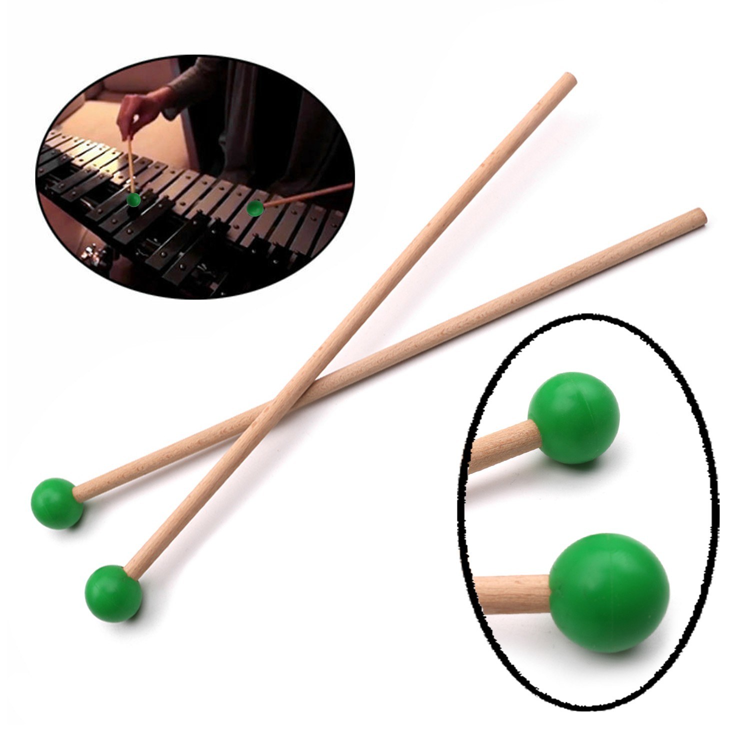 1 Pair Professional Xylophone Marimba Mallet Drumsticks Percussion Parts Length 365mm