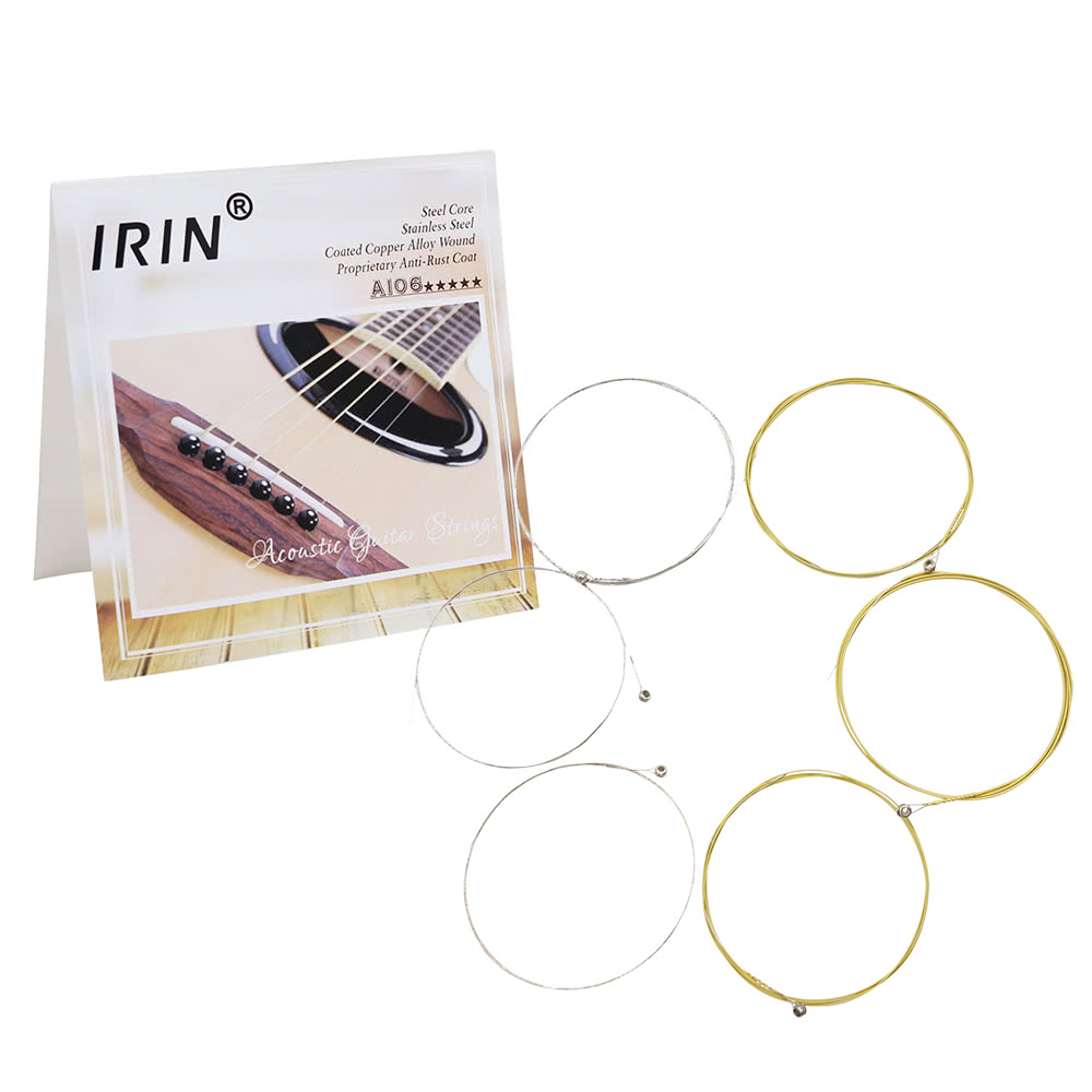 Acoustic Folk Guitar Strings Replacement Full Set 6pcs(.009-.045) Steel Core Copper Alloy Wound with End Ball Medium Tension