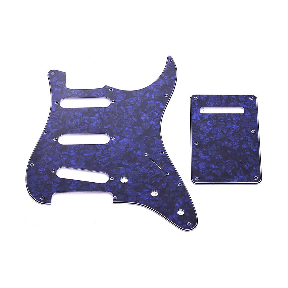 SSS Electric Guitar Pickguard Set with Back Plate Screws Pick Guard for American ST Style Guitars Blue Pearl