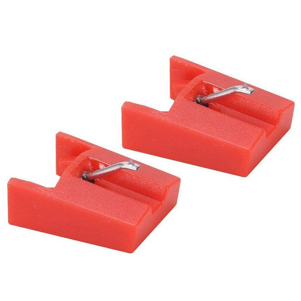 Record Player Needle Sapphire Tipped Ceramic Needle Stylus Tip Replacement for Turntable Phonography Compatible with Crosley Fisher ION OTTO Record Players Red Pack of 2