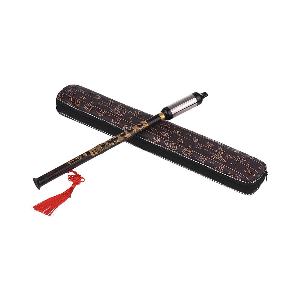 Chinese Traditional Musical Instrument Vertical Blown Bawu Black Bamboo Chinese Free Reed Flute Key of G