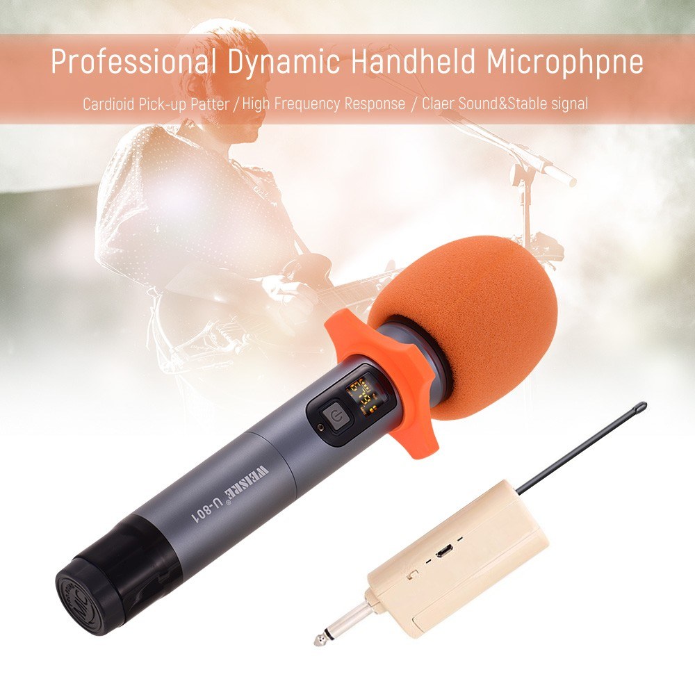 UHF Handheld Wireless Microphone Mic with Mini Receiver 50 Channels for Karaoke Business Meeting Speech Home Entertainment