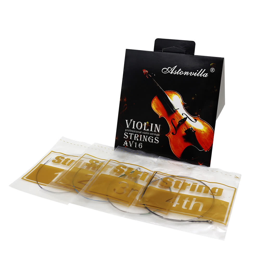 Universal Violin Fiddle String Strings Full Set (E-A-D-G) Steel Core Nickel-silver Wound with Nickel-plated Ball End for 4/4 3/4 1/2 1/4 1/8 Violins