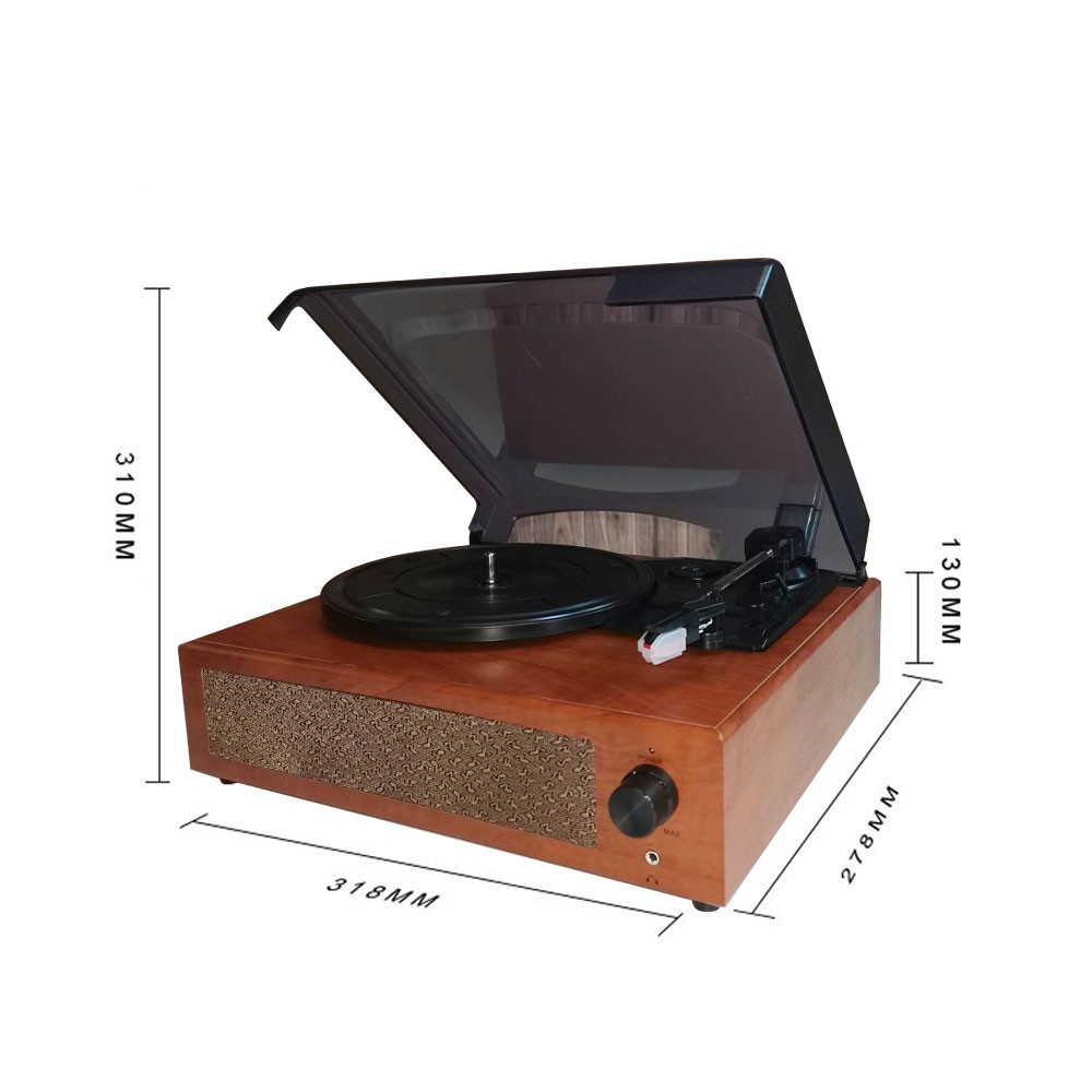 Portable Gramophone Vinyl Record Player Vintage Classic Turntable Phonograph with Built-in Stereo Speakers