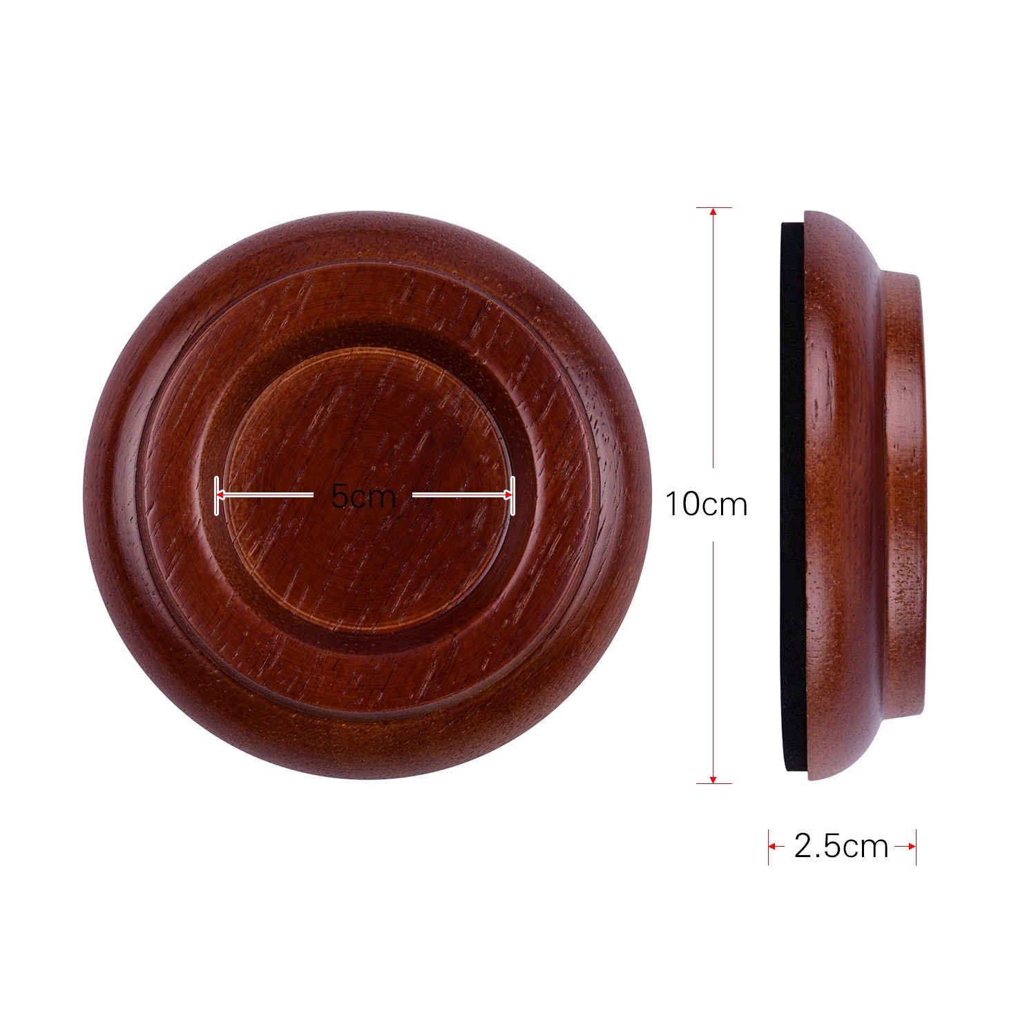 Solid Wood Upright Piano Caster Cups Coaster with Anti-slip EVA Pad, 4pcs/Set