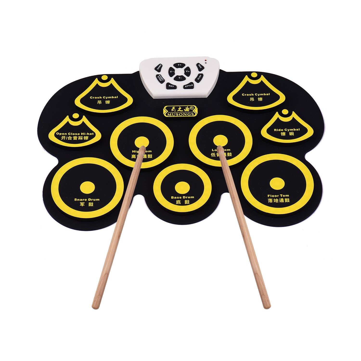 Silicone Portable Foldable Digital USB Midi Roll-up Electronic Drum Pad Kit with Stick and Foot Pedal