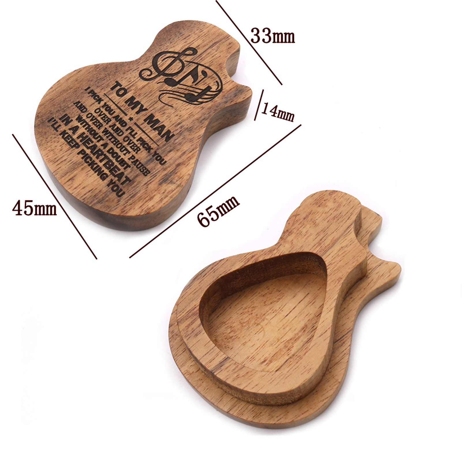 2 Pcs Wooden Guitar Picks with Box Wood Picks for Acoustic Electric Guitars Plectrum Bass Ukulele Musical Instrument Tool