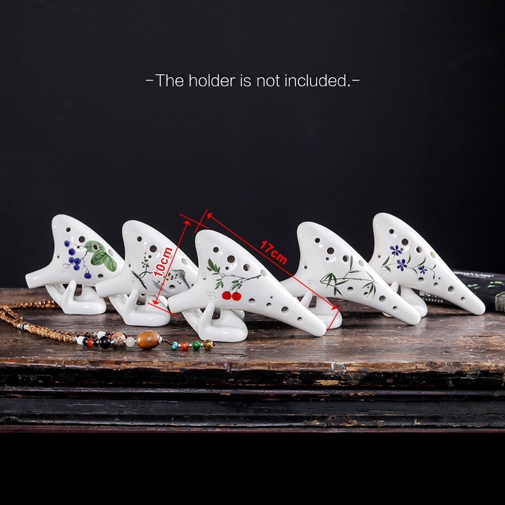 12 Holes Round Head Ceramic Ocarina Alto C Hand Painted Musical Instrument with Lanyard Music Score Protective Bag For Music Lover and Learner