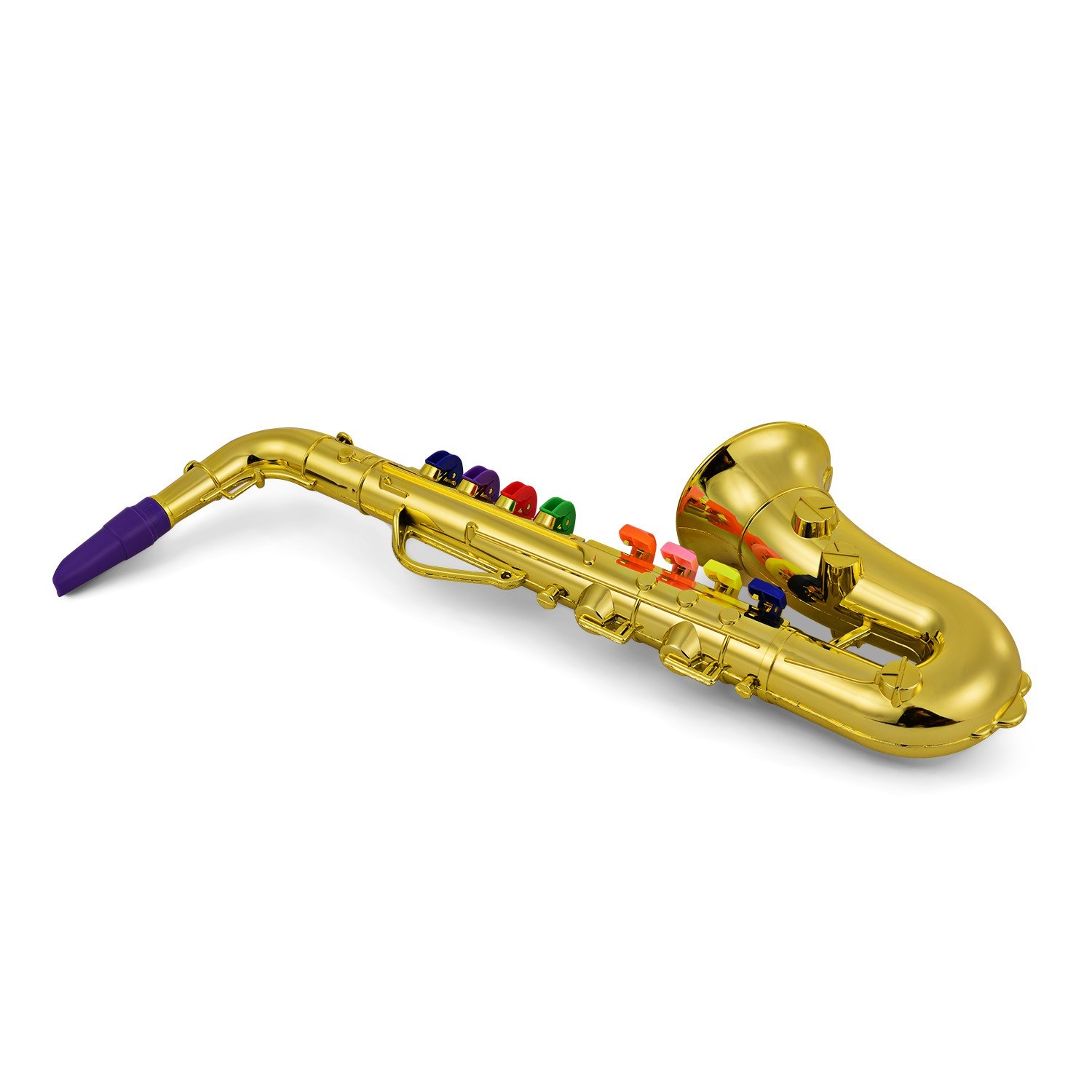 Saxophone Kids Musical Wind Instruments ABS Metallic Gold Saxophone with 8 Colored Keys