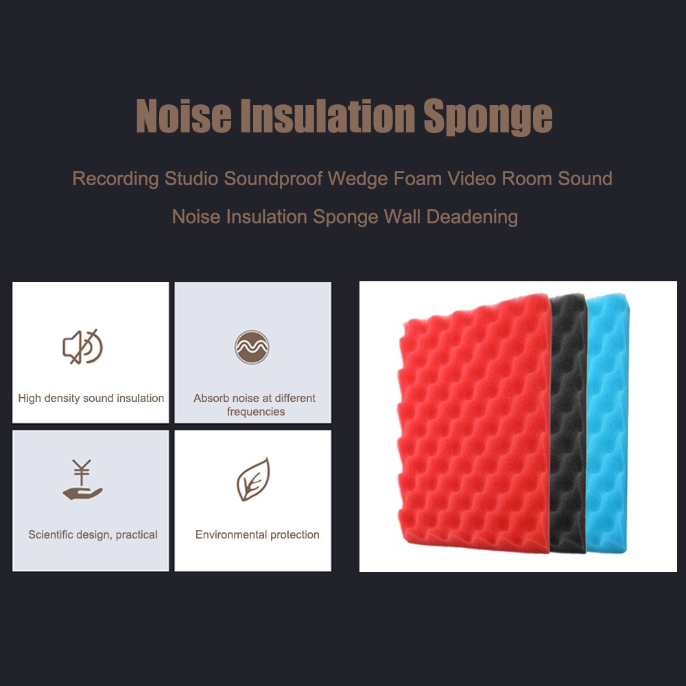 6pcs Recording Soundproof Foam Video Room Sound Noise Insulation Sponge Wall Deadening