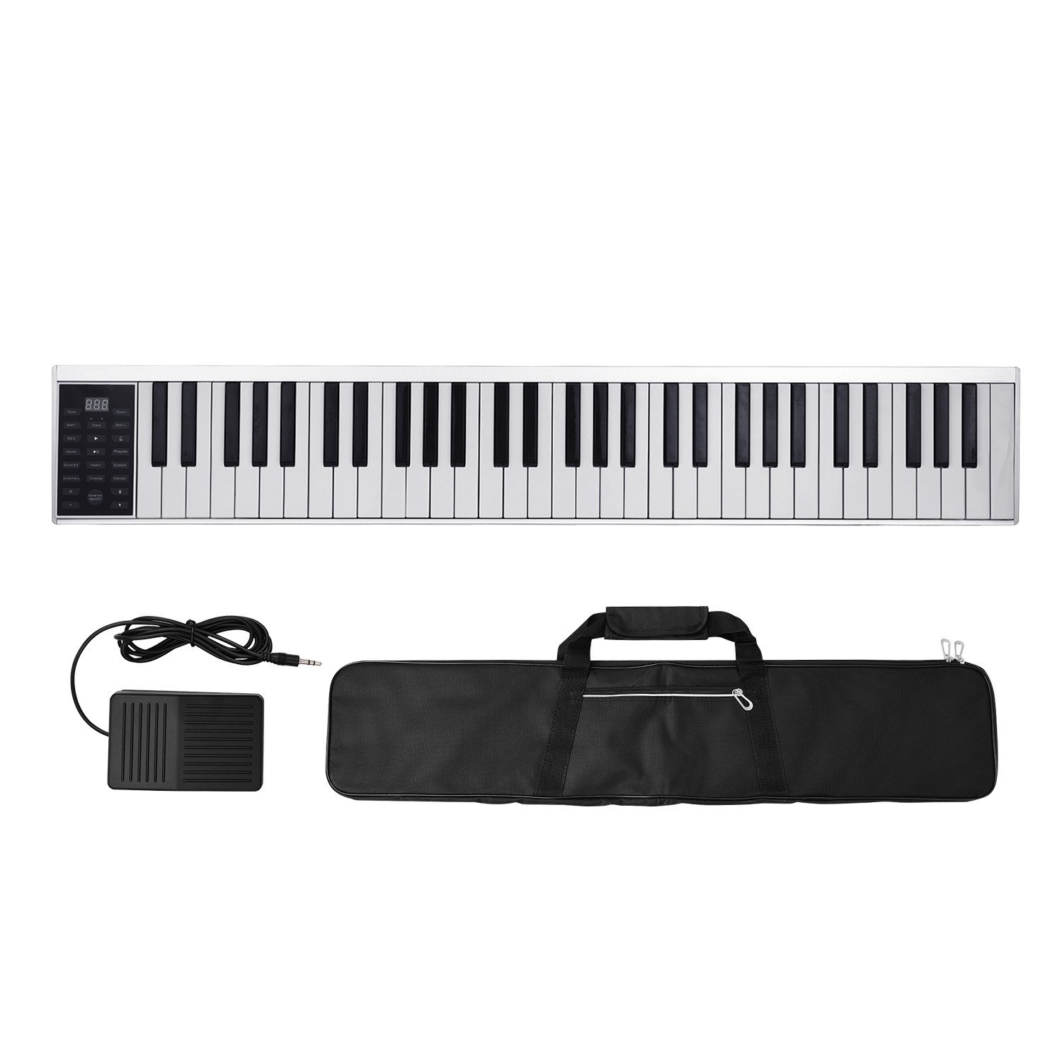 61 Keys Digital Electronic Piano Keyboard MIDI Output 128 Tones 128 Rhythms 14 Demo Songs Recording Programming Playback Tutorial with Sustain Pedal